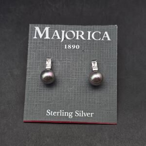 Majorica Cultured Pearl Stud Earrings 925 Sterling Silver